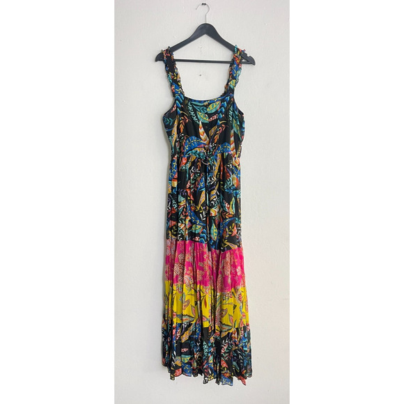 Johnny Was S Maxi Dress Tiered Floral Mirko Sleeveless Flosy Boho Tie Waist - Picture 3 of 10